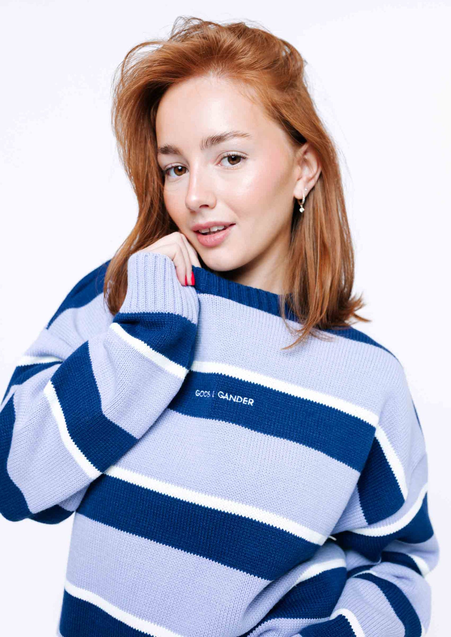 Striped Bluebell Knitted Sweatshirt