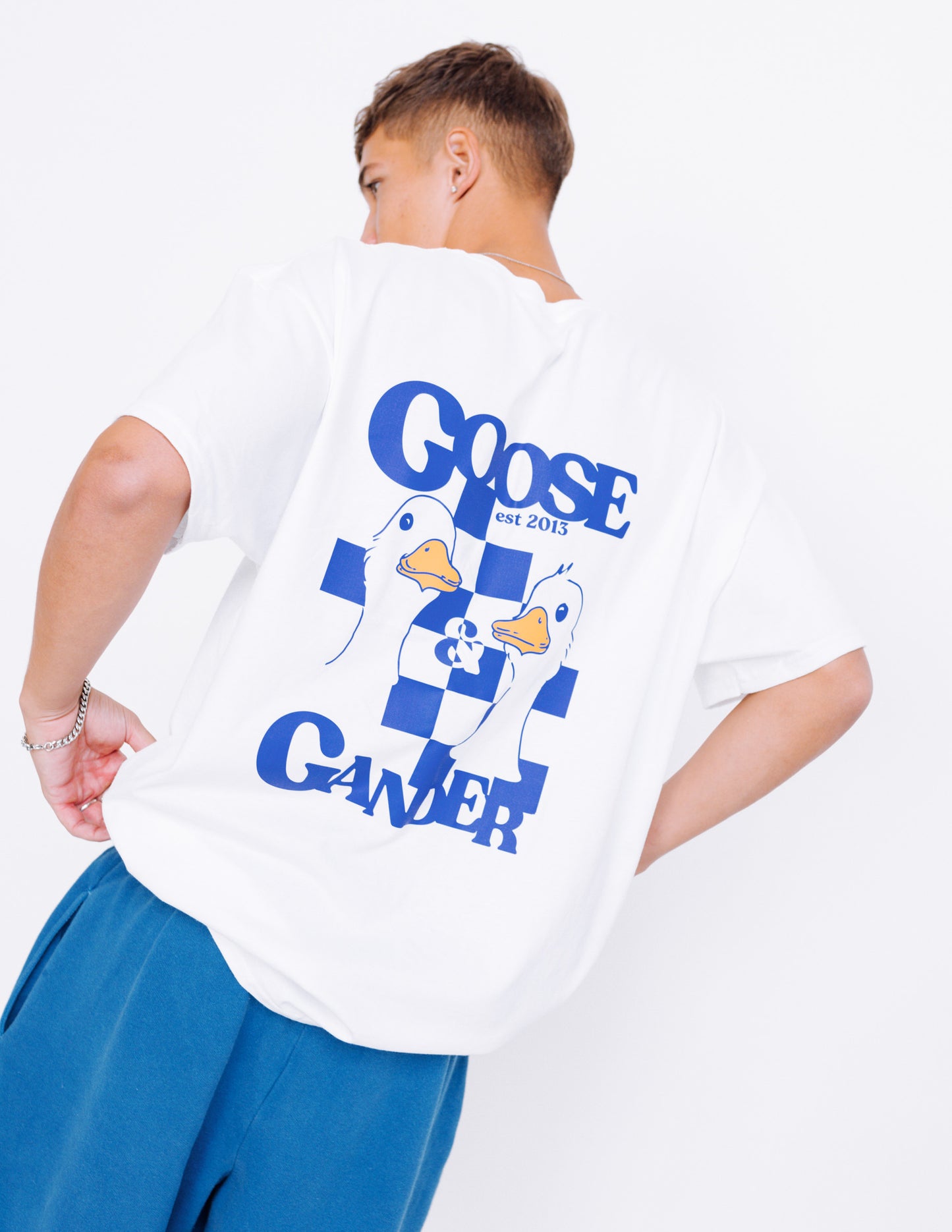 Royal Blue Goose Gambit Tee - White