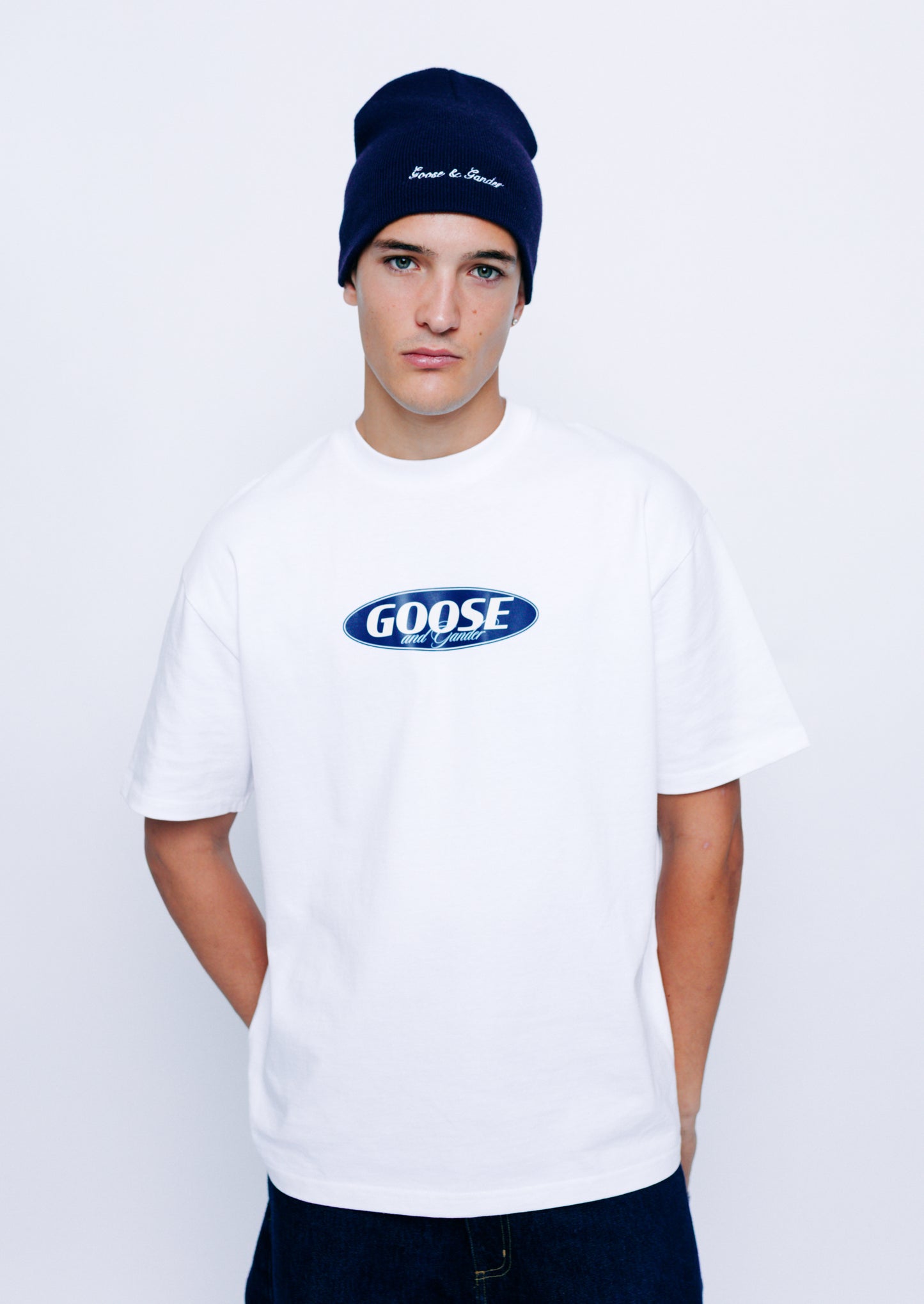 Unisex Script Beanie - Navy