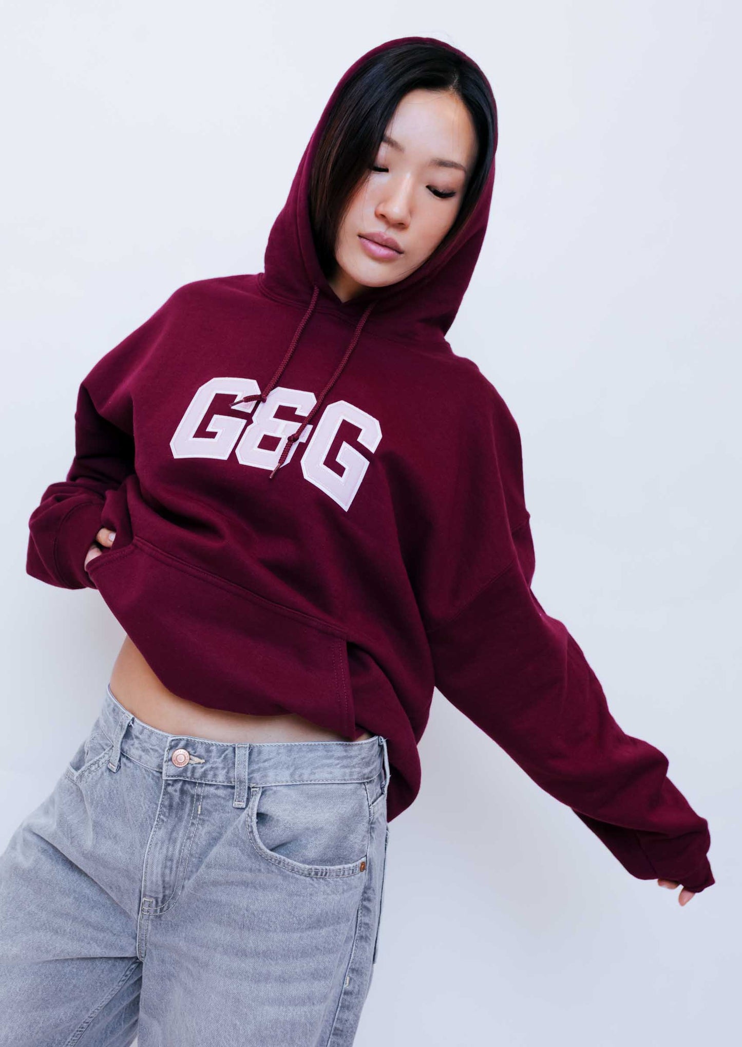Applique Hoodie - Burgundy