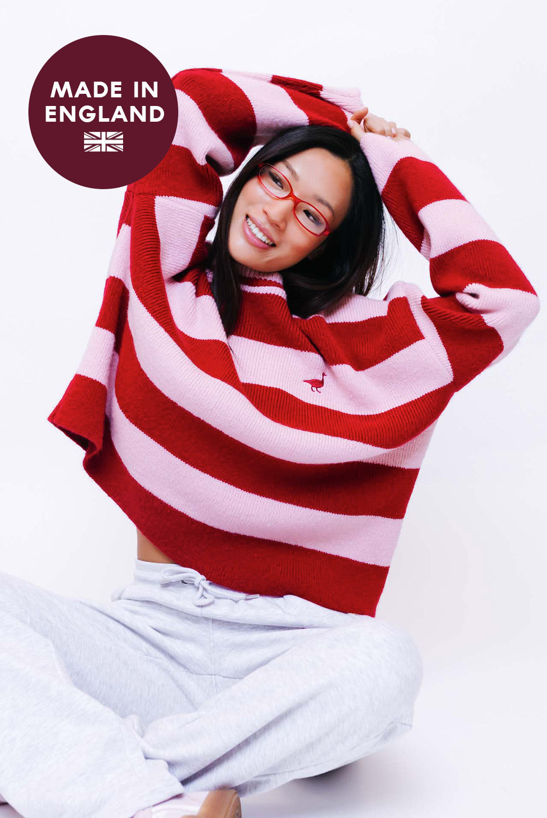 Unisex Knitted Striped Goose Sweatshirt