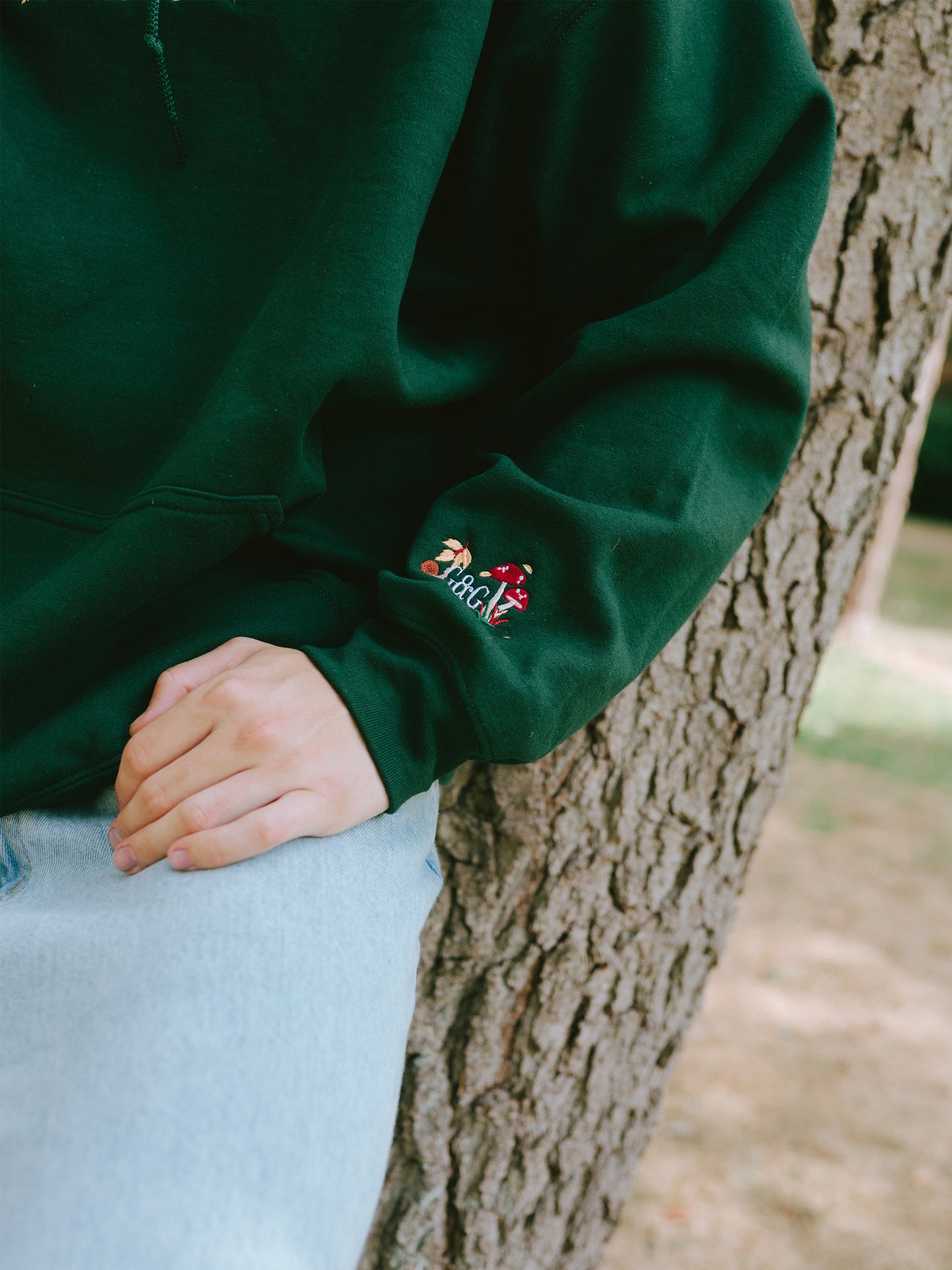 Woodland Embroidered Hoodie - Forest Green