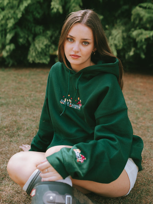 Woodland Embroidered Hoodie - Forest Green
