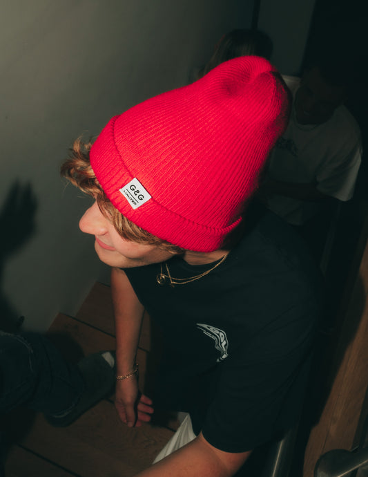 Unisex Tag Beanie - Red