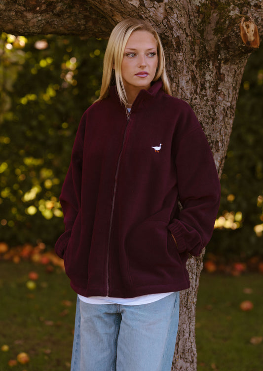 Unisex Goose Full Zip Fleece - Burgundy