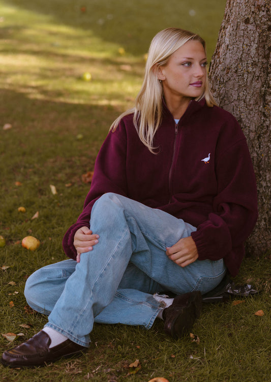 Unisex Goose Full Zip Fleece - Burgundy