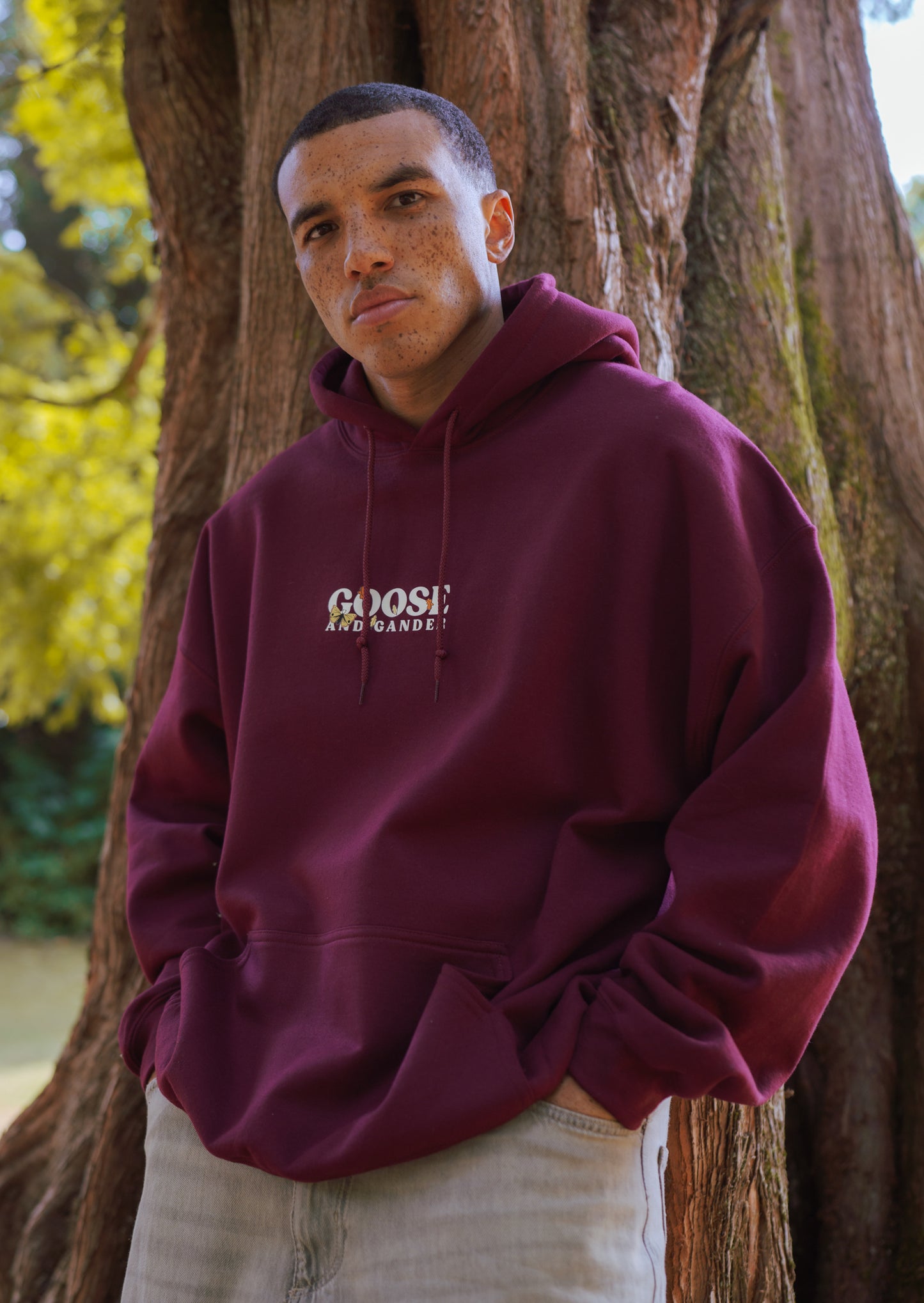 Unisex Woodland Goose Hoodie - Burgundy