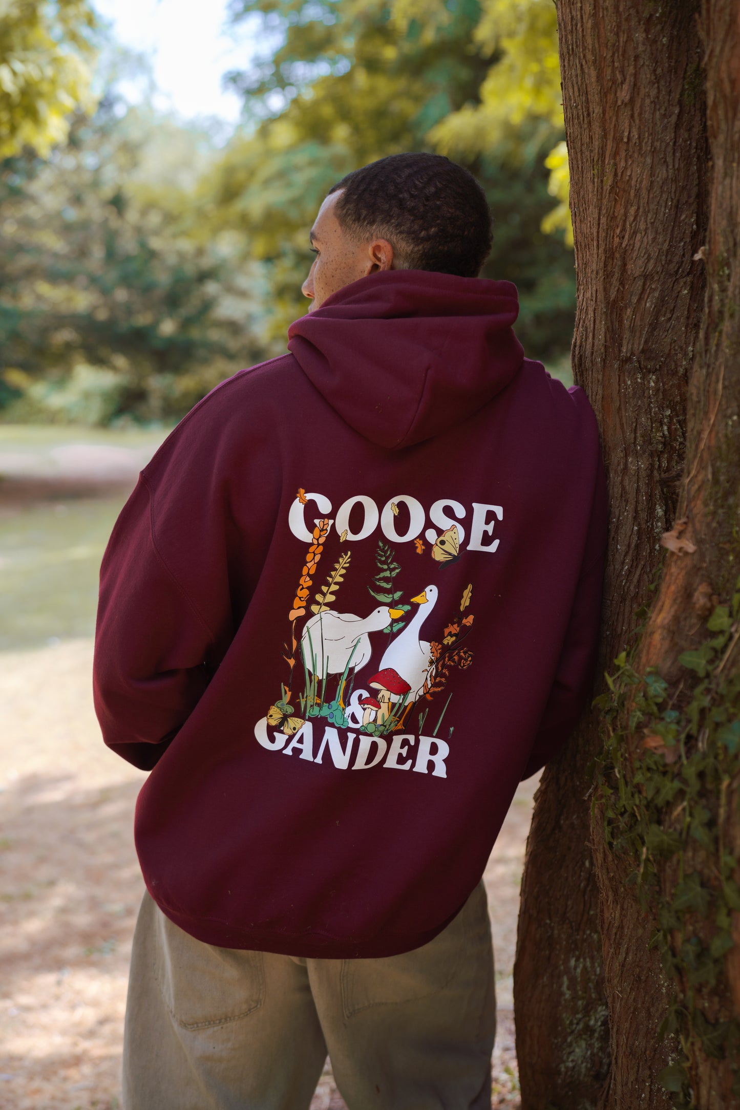 Woodland Goose Hoodie - Burgundy