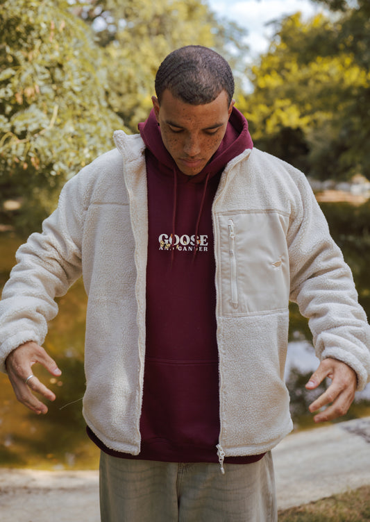Unisex Goose Sherpa Fleece Jacket - Sand