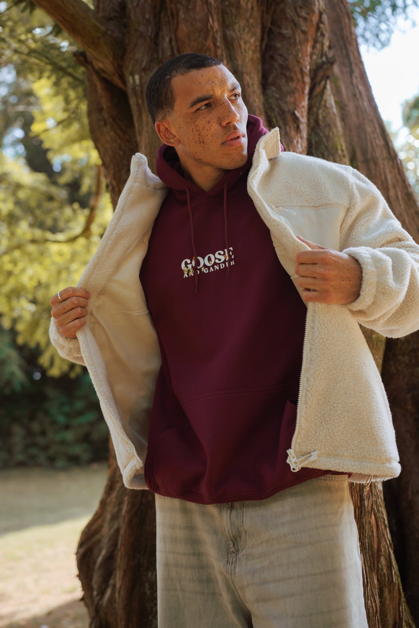 Woodland Goose Hoodie - Burgundy