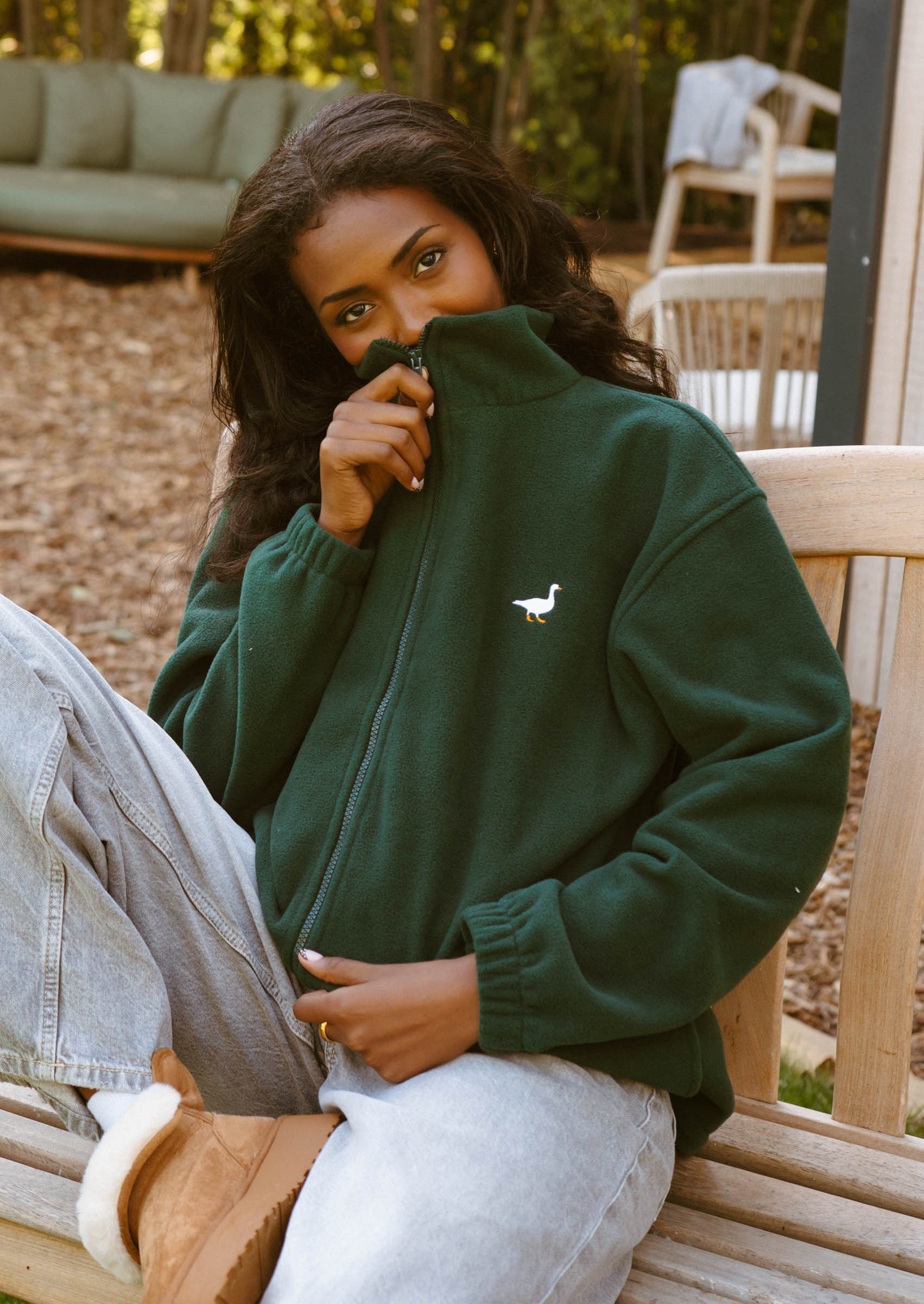 Unisex Forest Green Full Zip Goose Fleece Goose and Gander – Goose