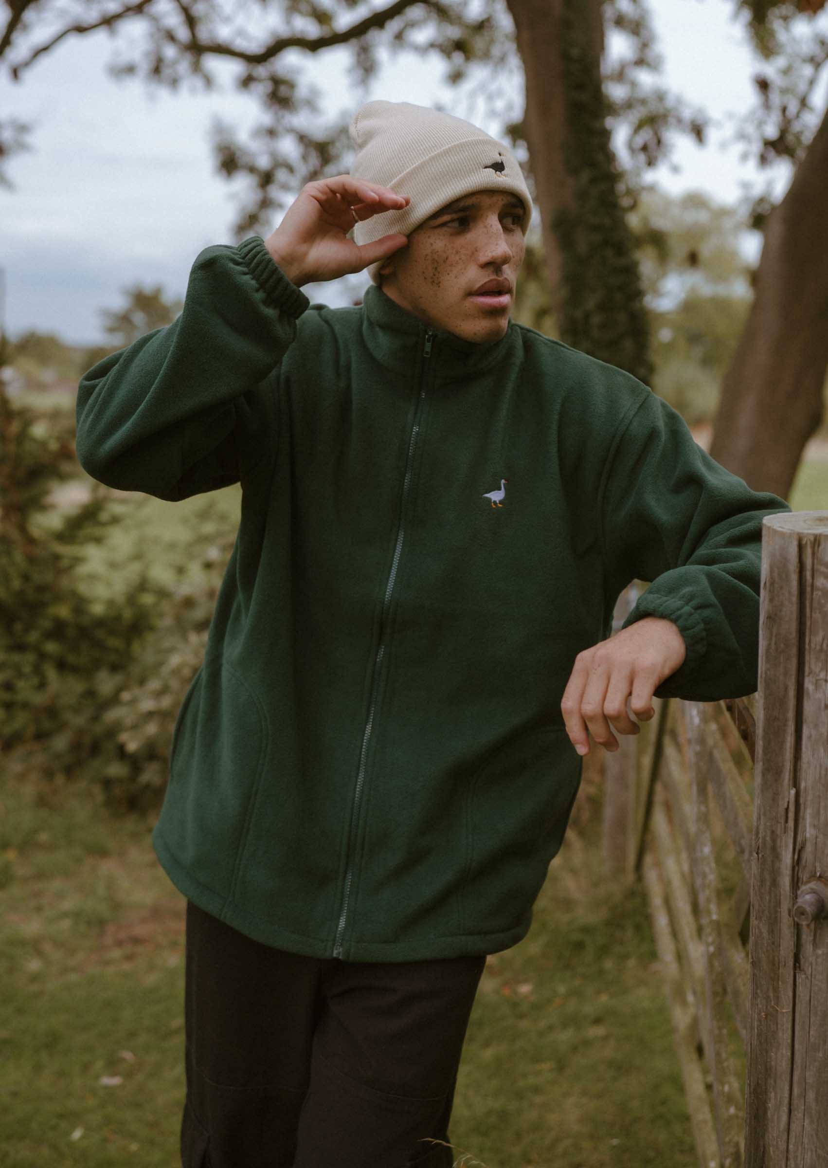 Unisex Forest Green Full Zip Goose Fleece Goose and Gander – Goose