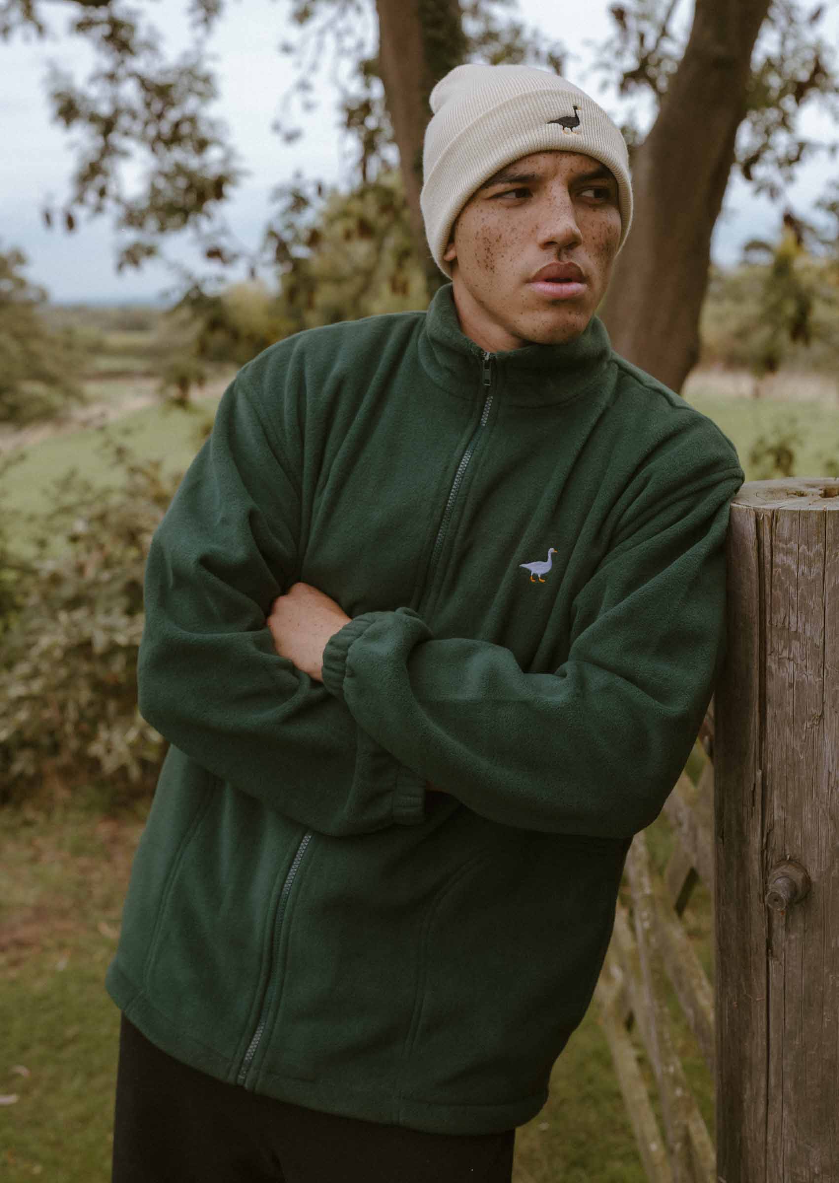 gnuhr オリーブグリーン フリースパーカー Unisex Forest Green Full Zip Goose Fleece Goose and Gander – Goose