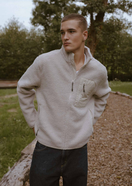 Unisex Goose League Sherpa Fleece Jacket - Sand