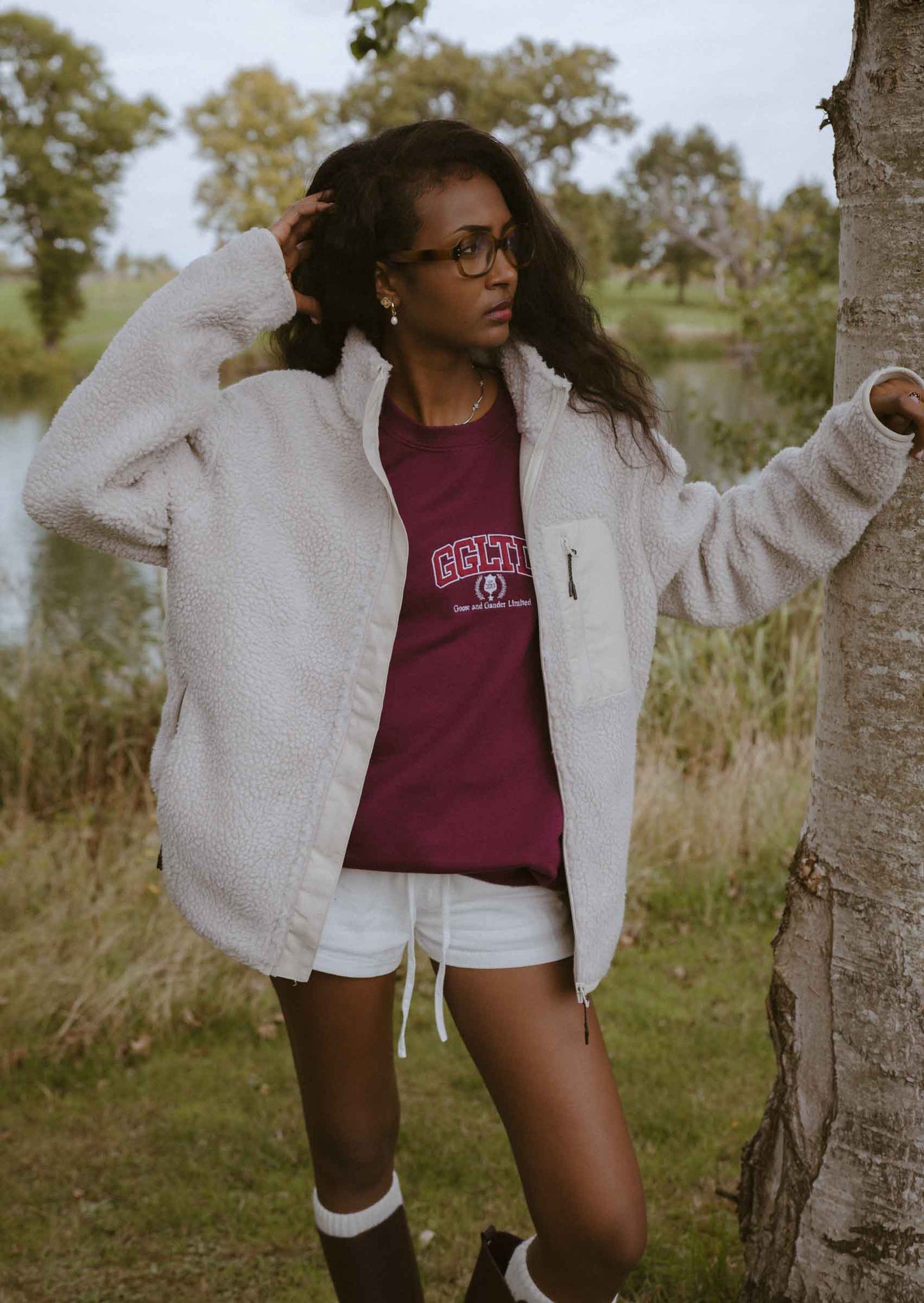 Unisex Goose League Sherpa Fleece Jacket - Sand