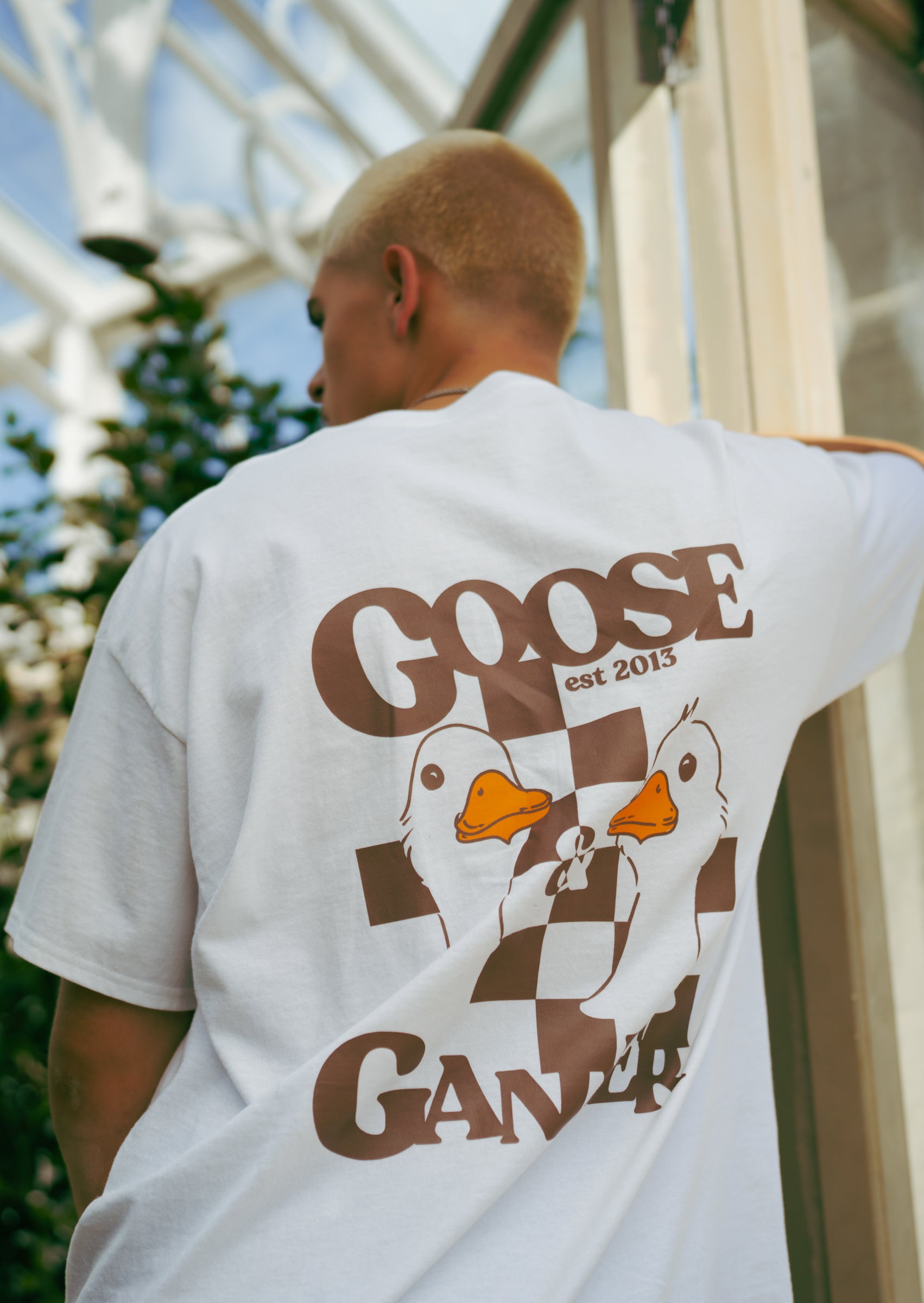 Unisex White and Mocha Goose's Gambit Short Sleeve T-shirt – Goose