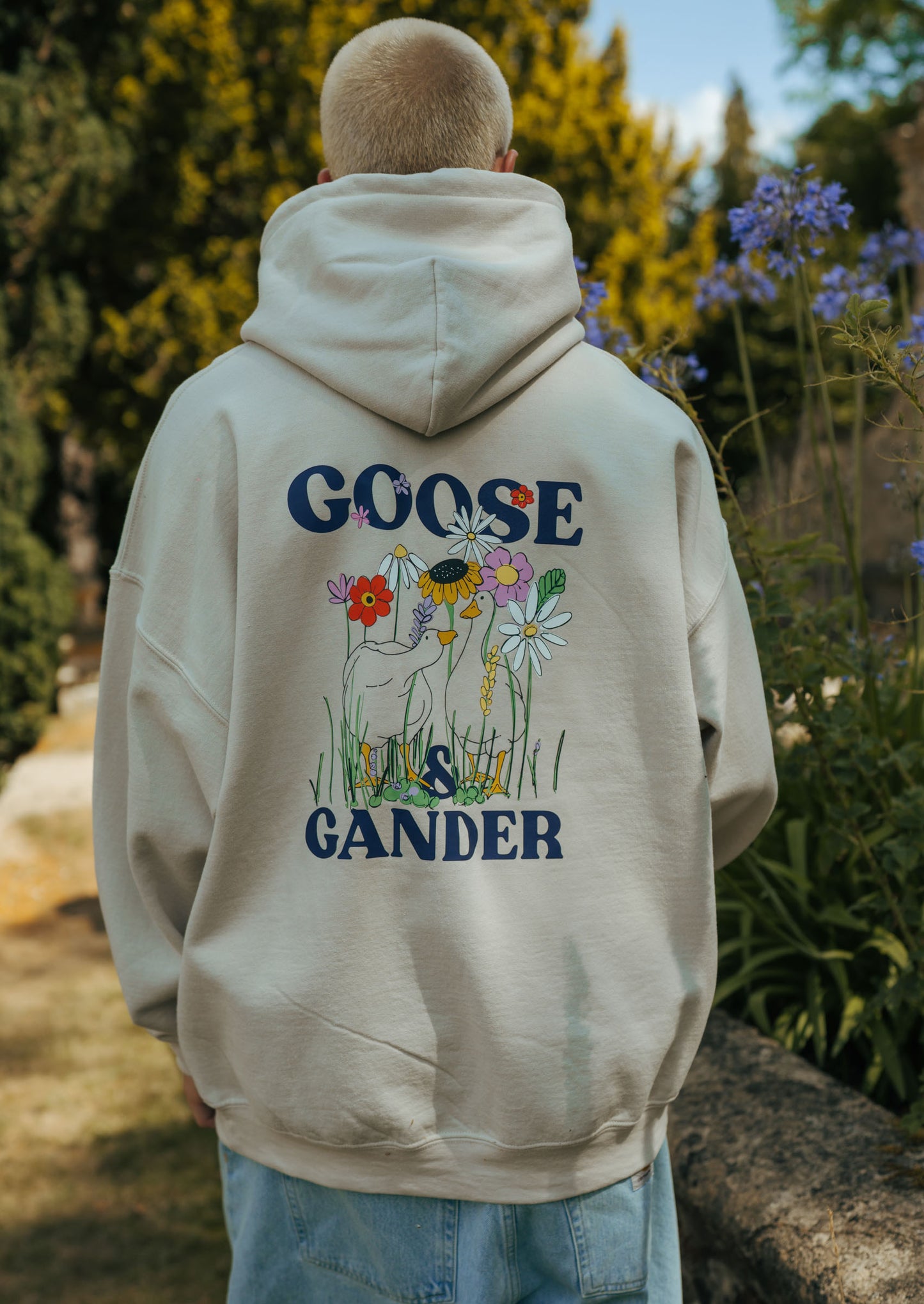 Unisex Wild Goose Printed Hoodie - Sand