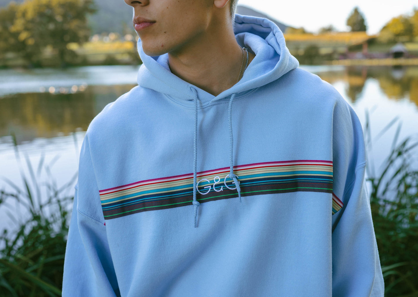 Unisex Opera Ribbon Hoodie - Baby Blue