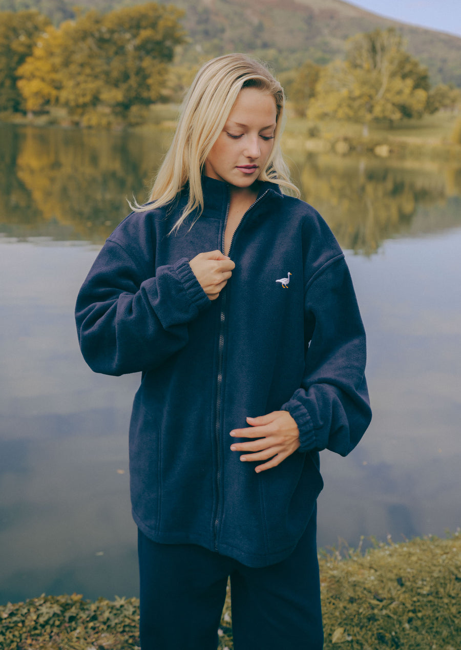 Unisex Navy Blue Full Zip Goose Fleece Goose and Gander – Goose