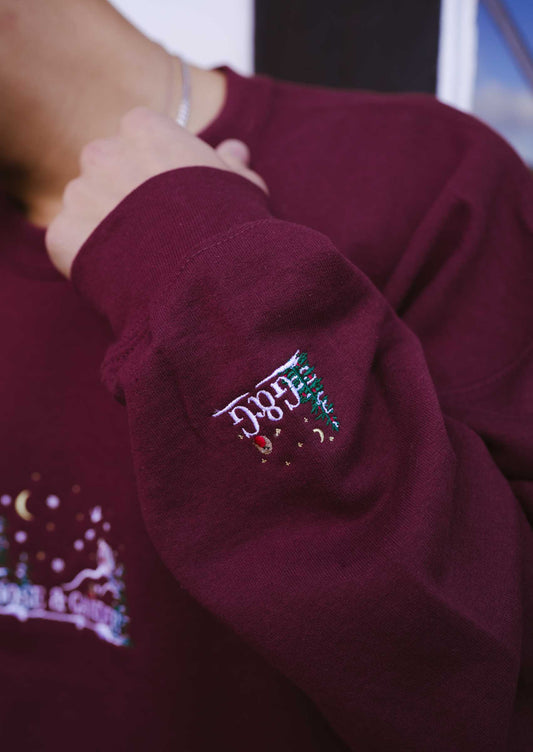 Unisex Nordic Embroidered Sweatshirt - Burgundy