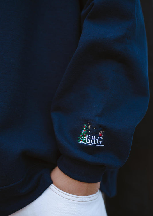 Unisex Nordic Embroidered Sweatshirt - Navy