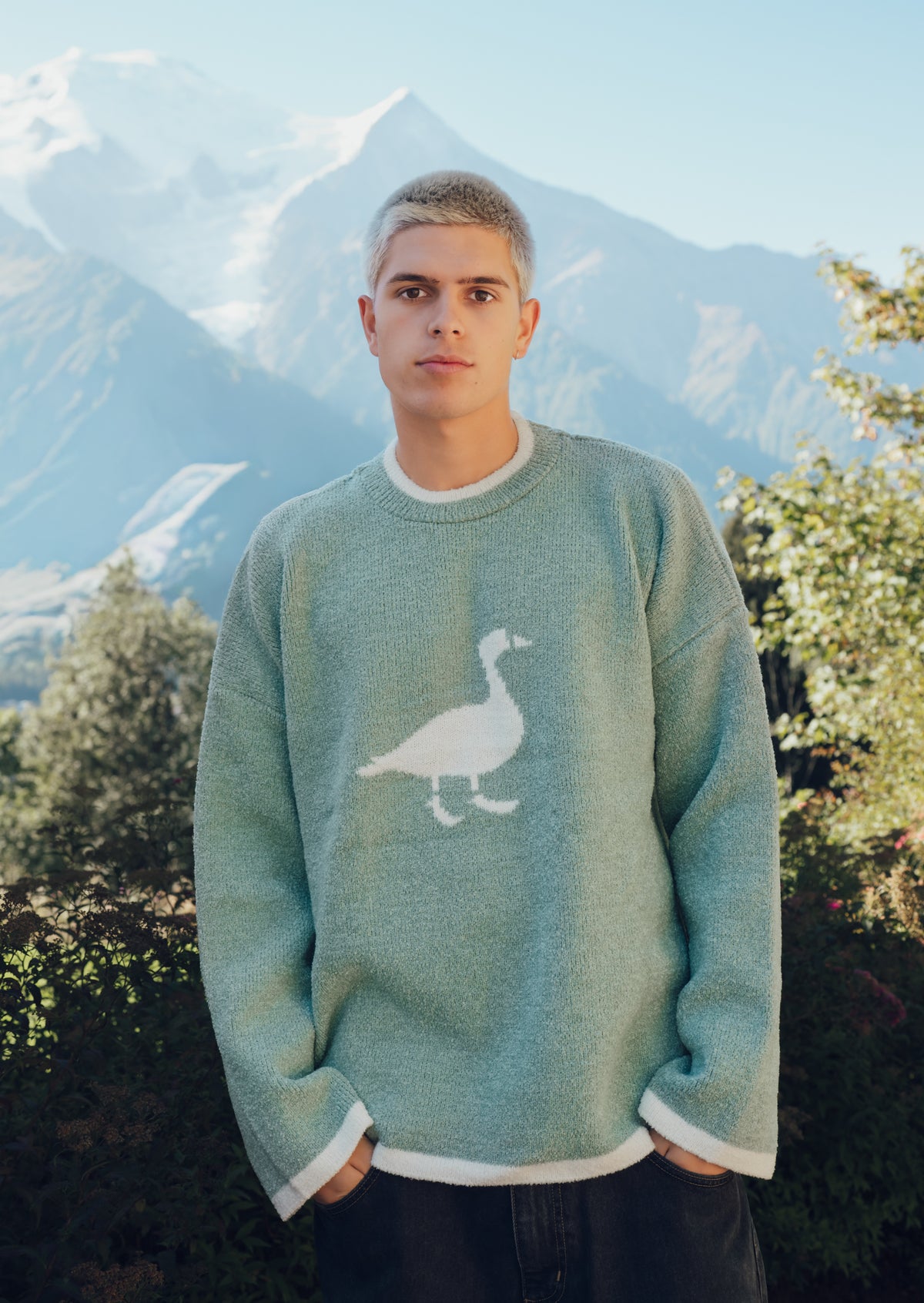 Knitted Goose Jumper - Sage