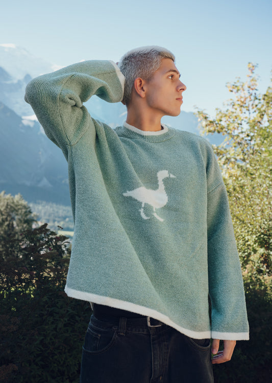 Knitted Goose Jumper - Sage