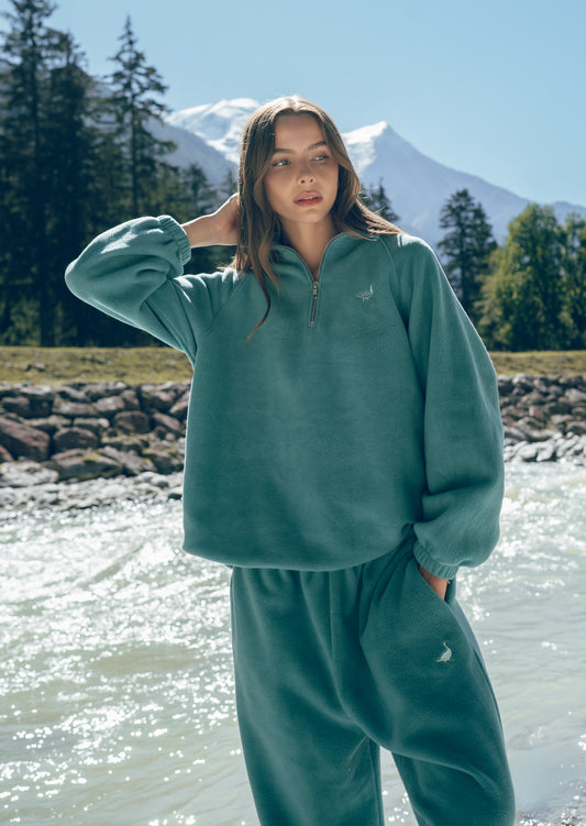 Goose 1/4 Zip Fleece - Moss Green