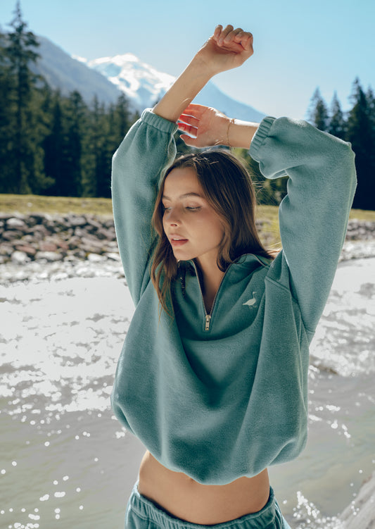 Goose 1/4 Zip Fleece - Moss Green