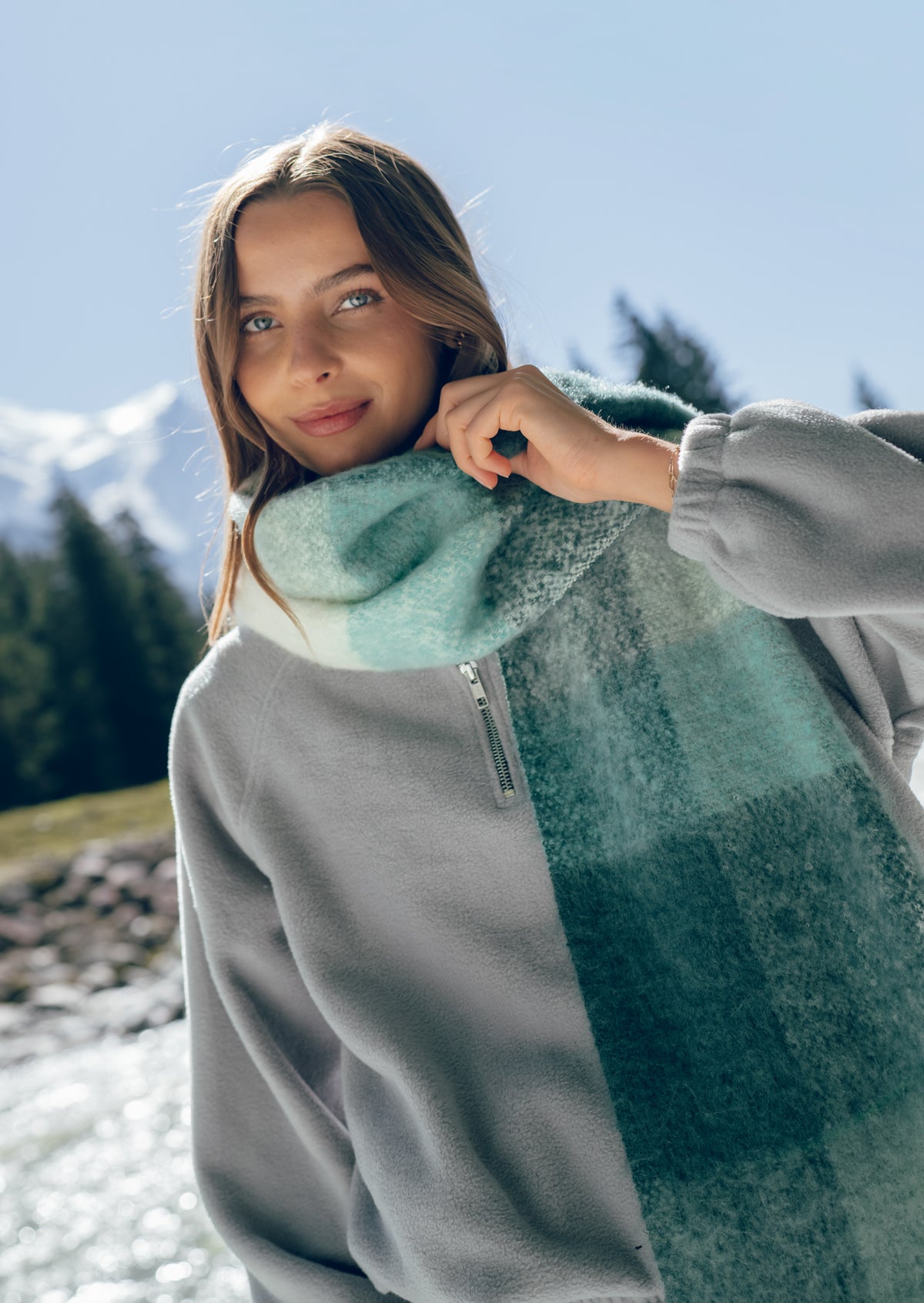 Checkered Scarf - Sage