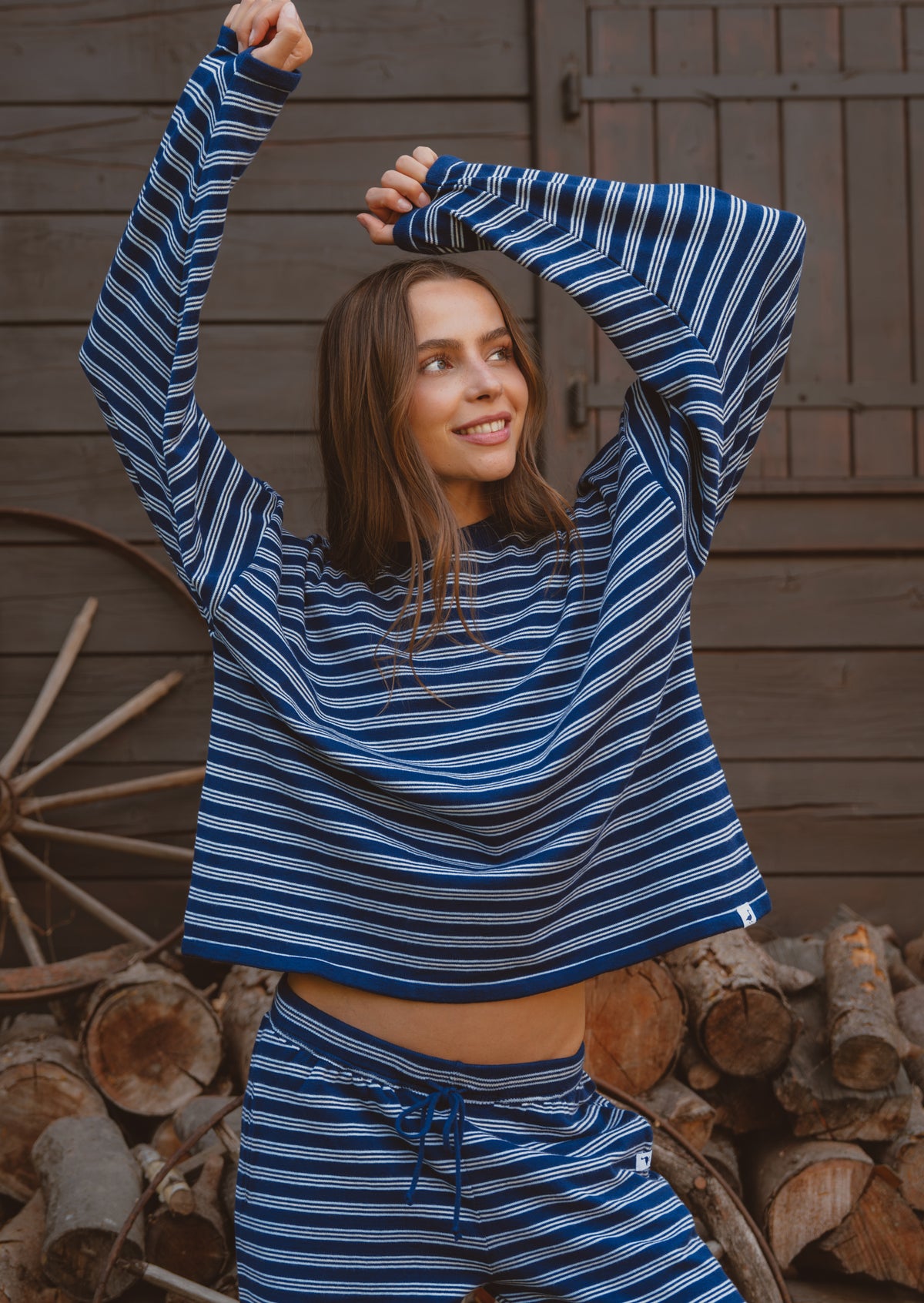 Knitted Striped Sweat - Navy