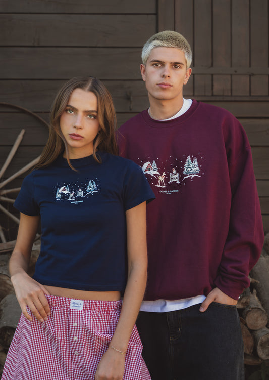 Nordic Printed Sweatshirt - Burgundy