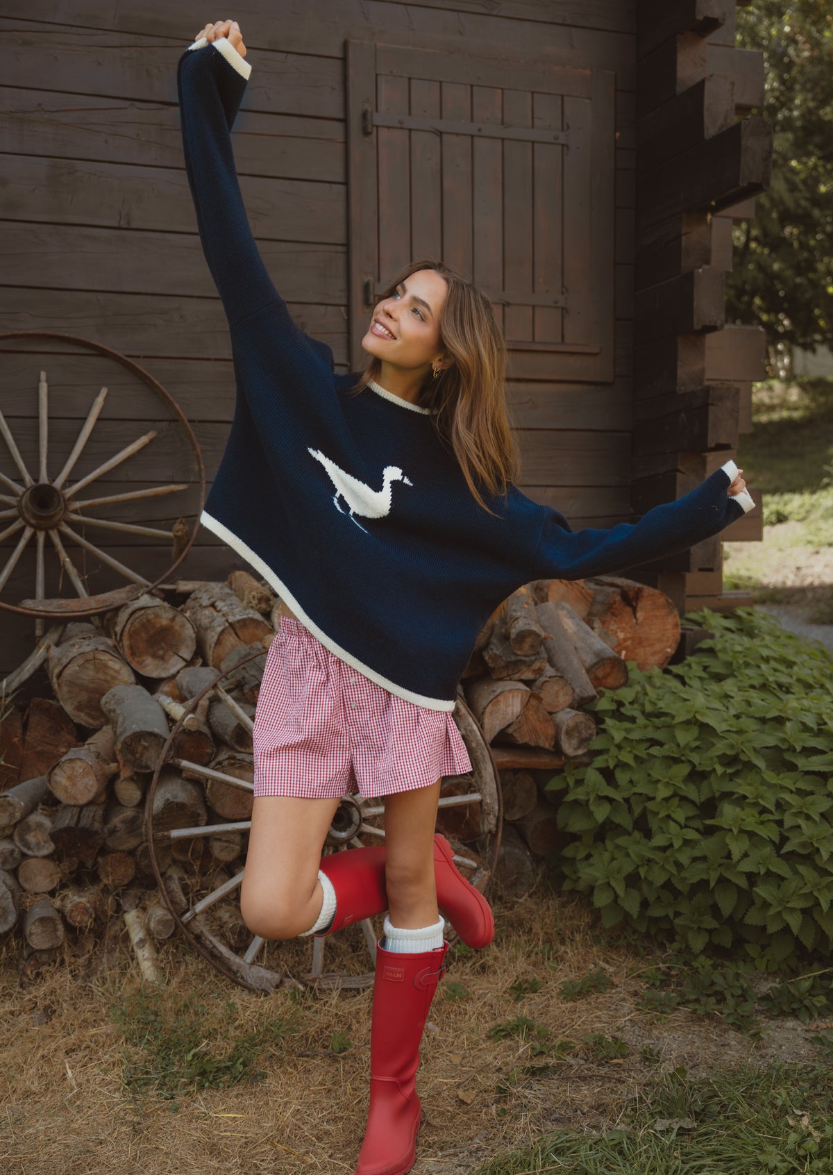 Knitted Goose Jumper - Navy