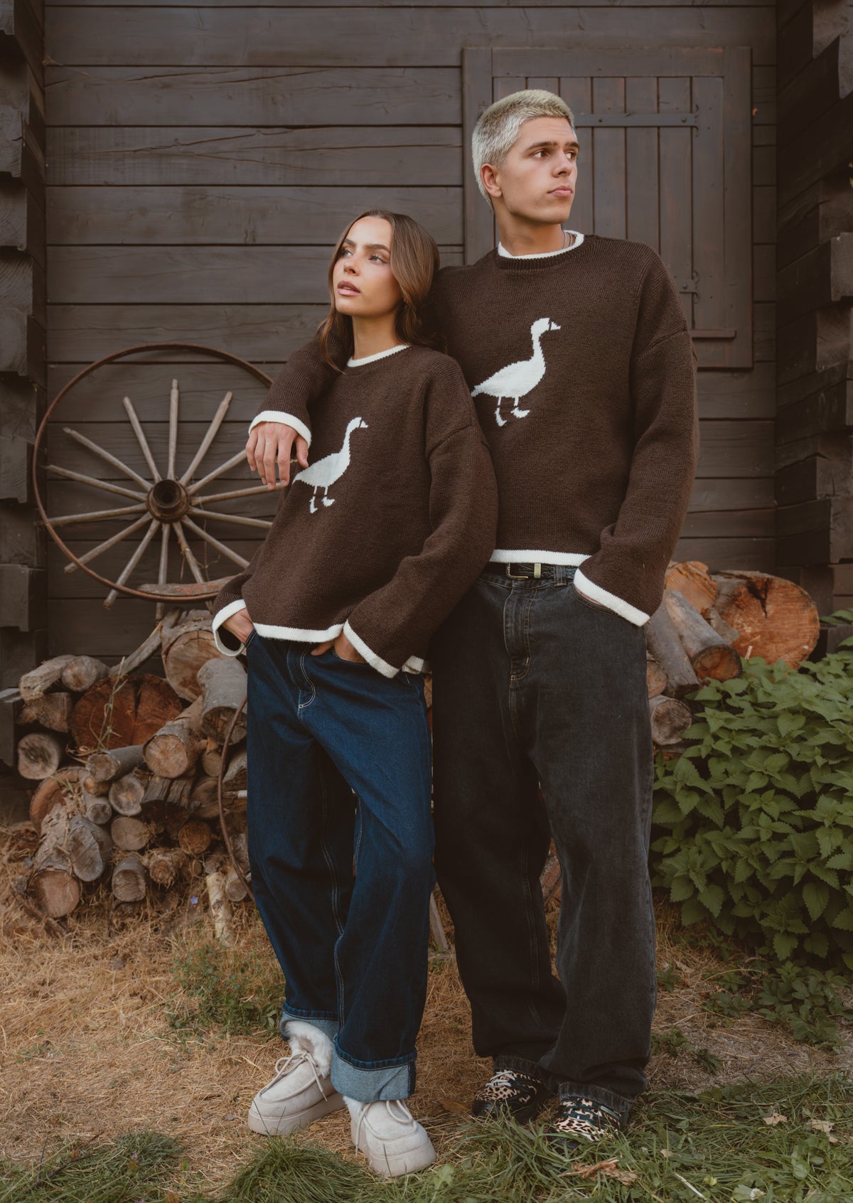 Knitted Goose Jumper - Walnut