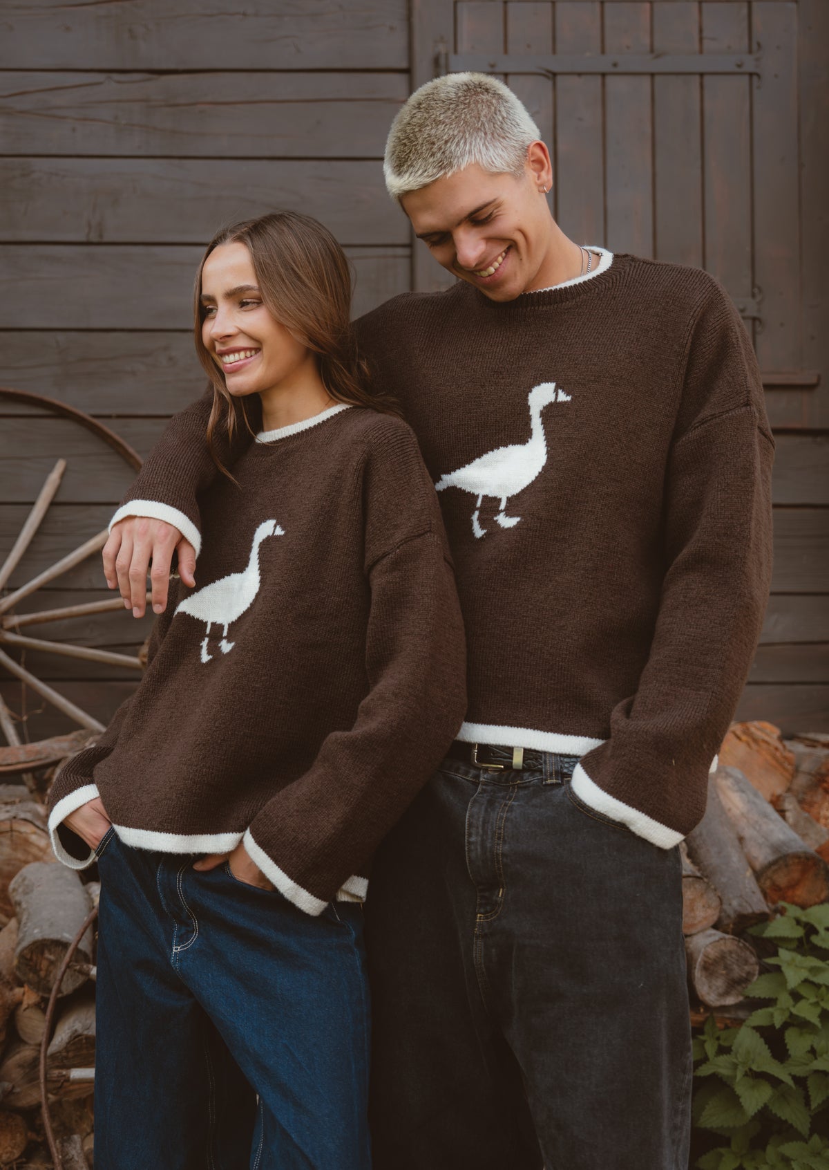Knitted Goose Jumper - Walnut