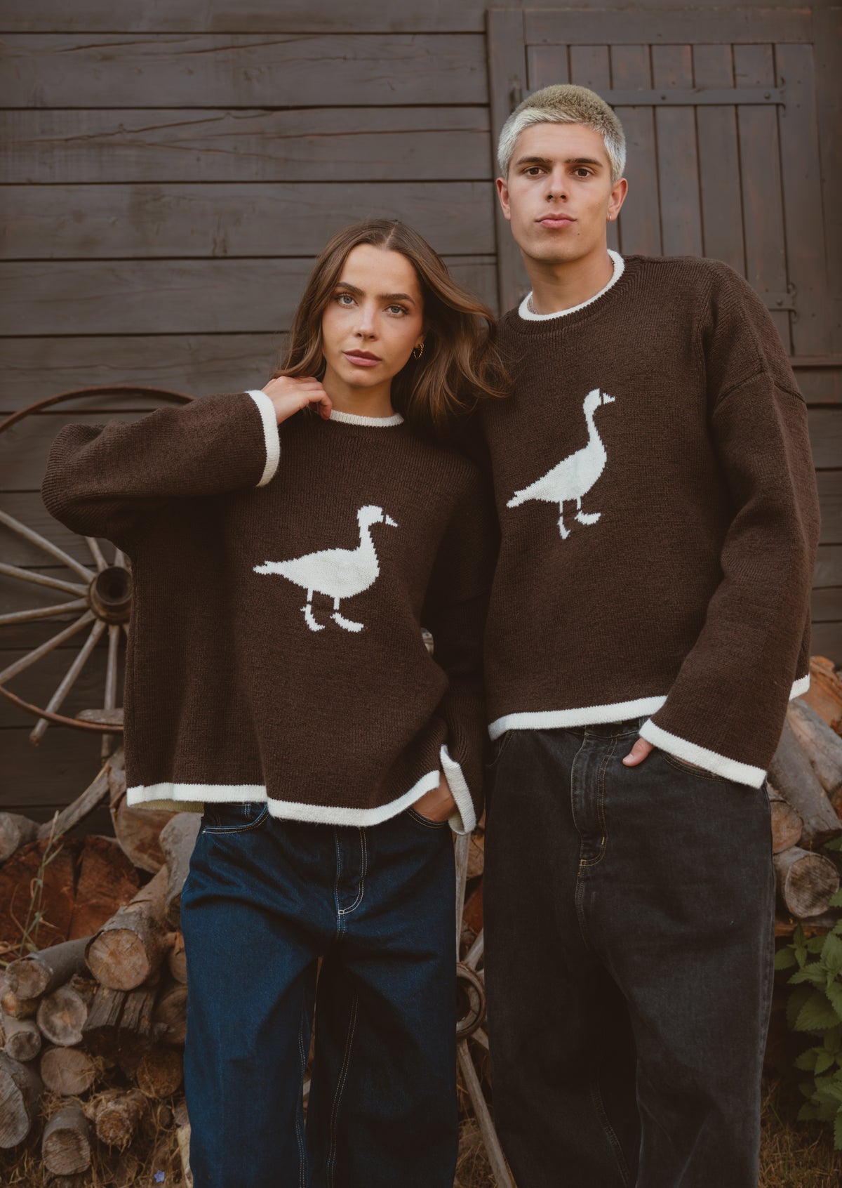 Knitted Goose Jumper - Walnut