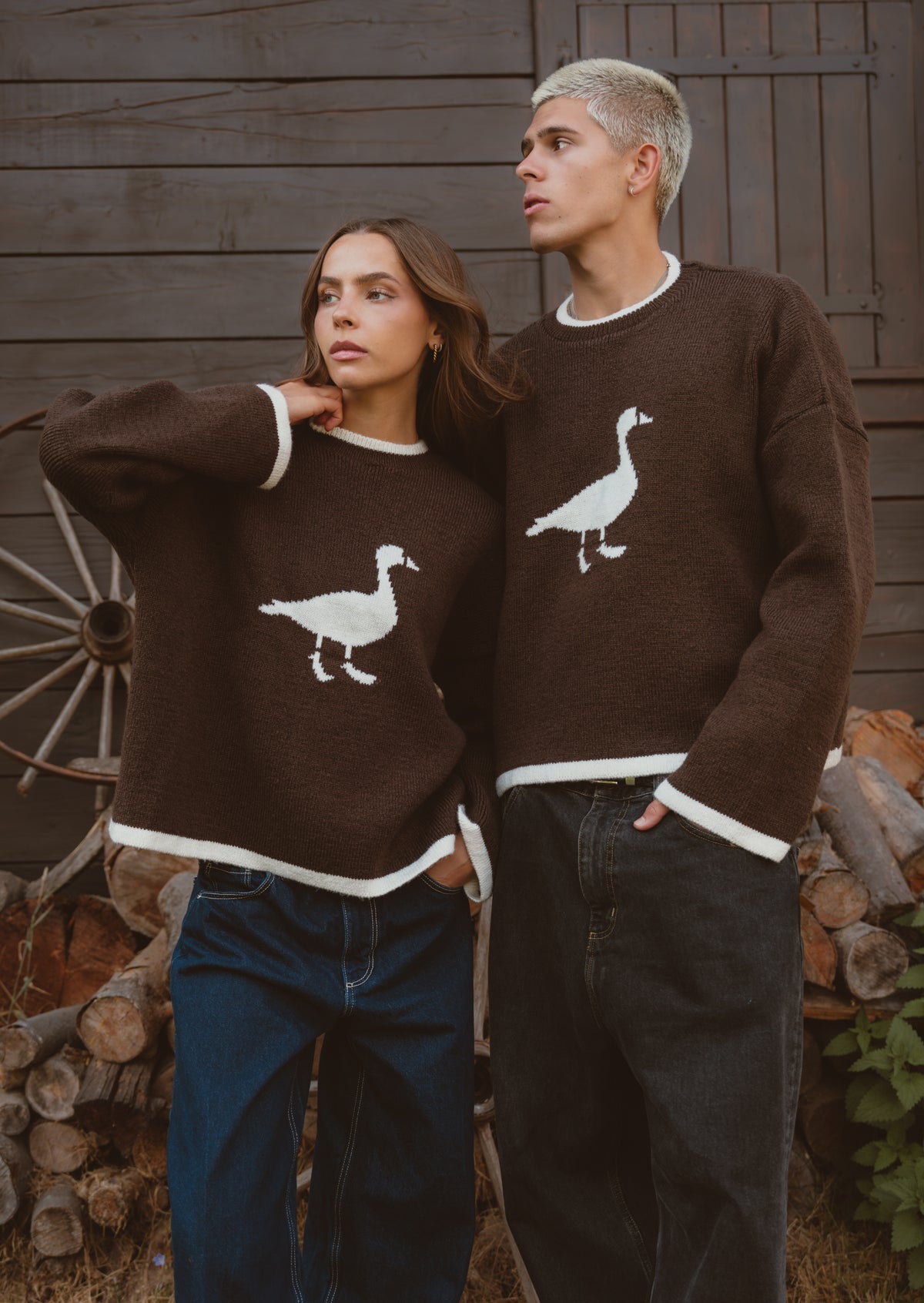 Knitted Goose Jumper - Walnut