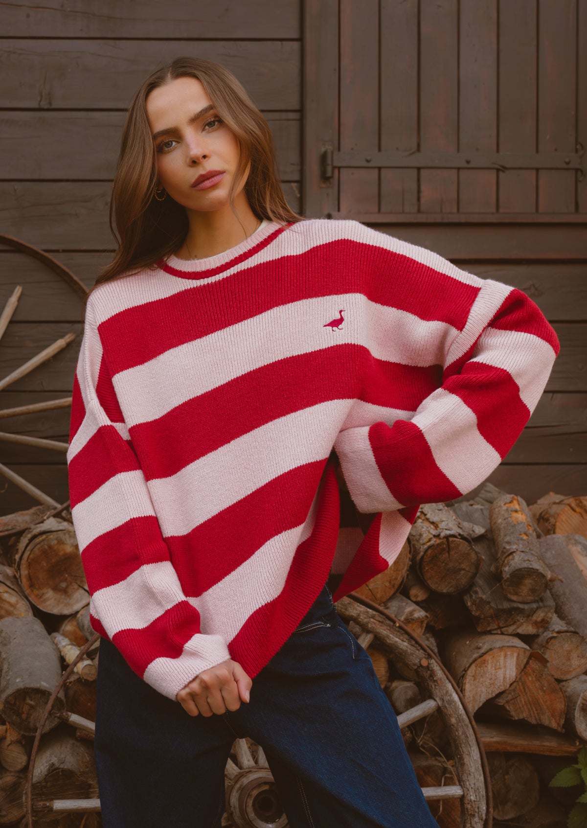 Knitted Striped Goose Sweatshirt