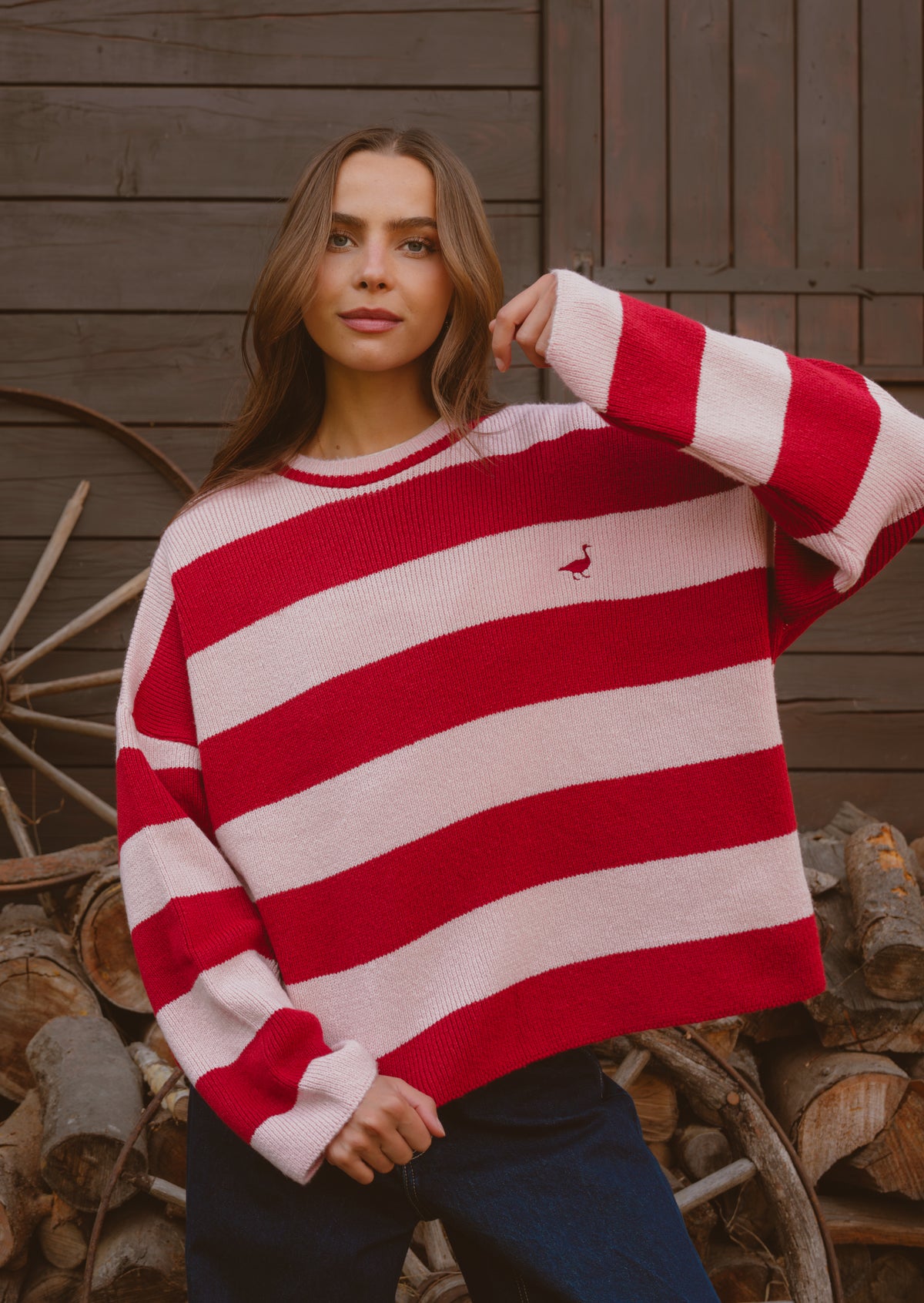 Knitted Striped Goose Sweatshirt