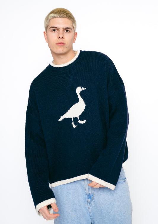Knitted Goose Jumper - Navy