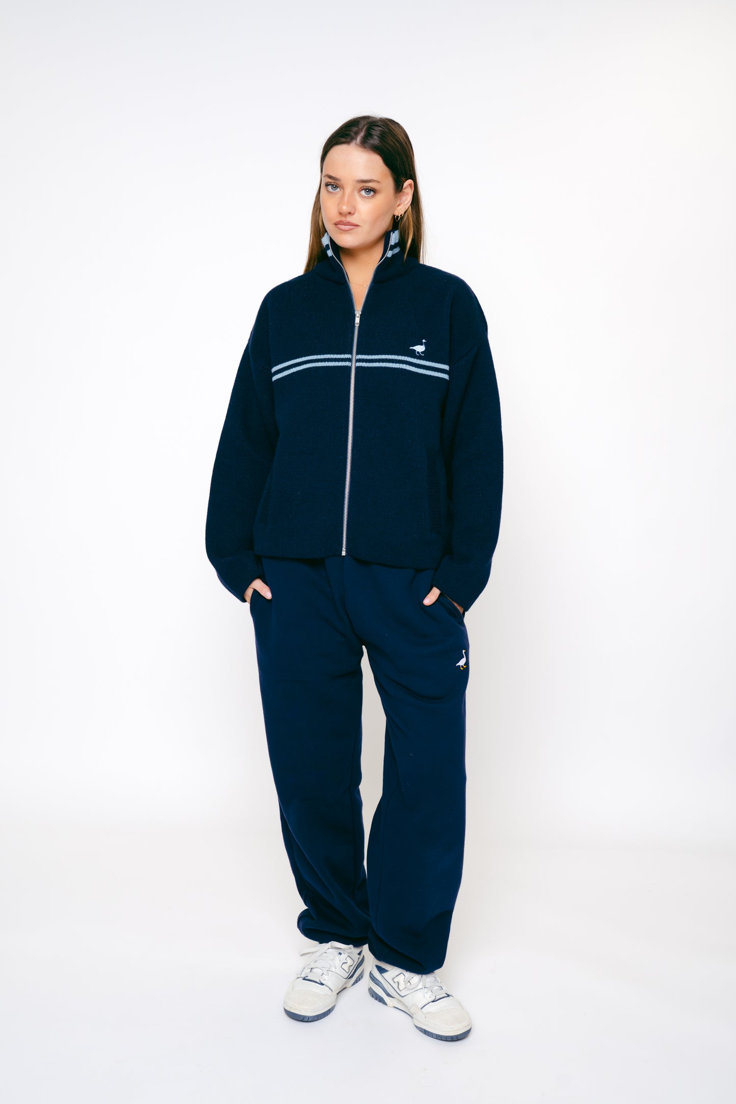 Premium Goose Classic Fit Joggers - Navy Blue
