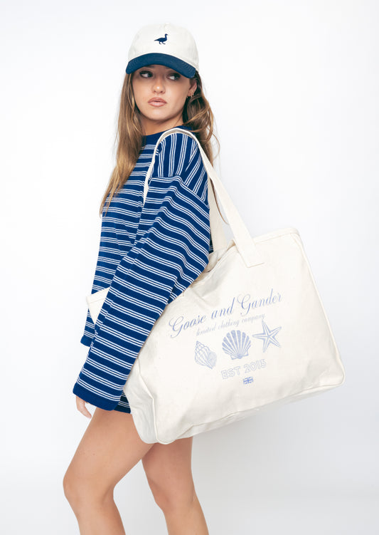 Nautical Goose Cap - Natural/Navy