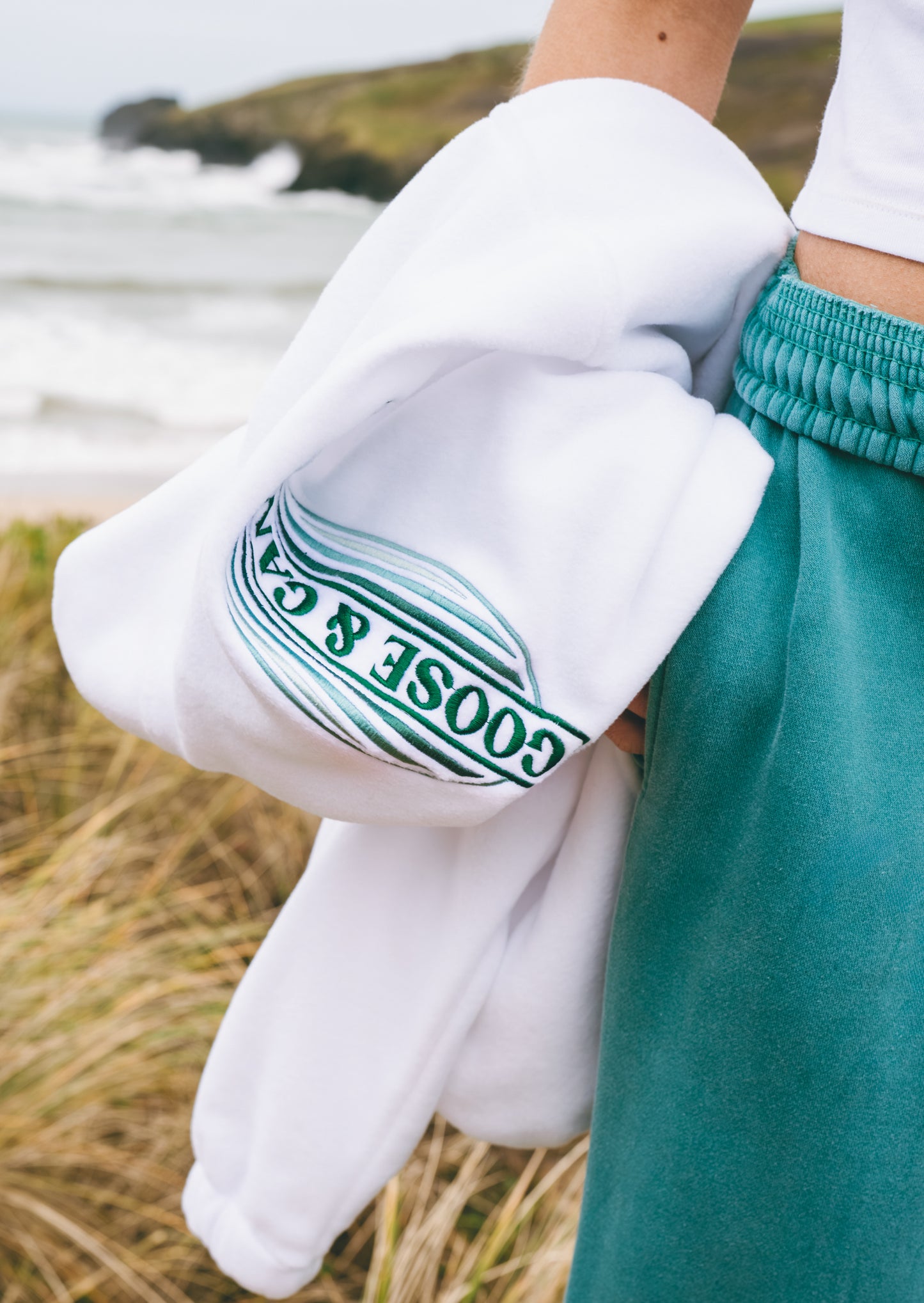 L&L Oval Embroidered Full Zip Fleece - White