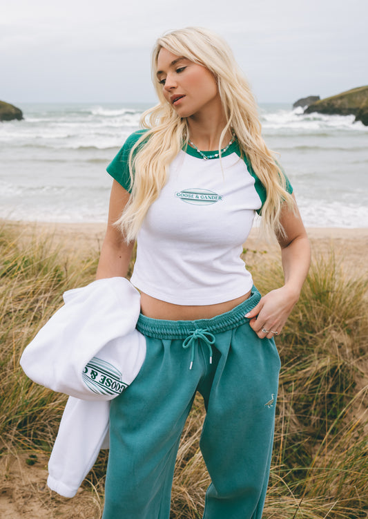 L&L Oval Printed Raglan Tee - Green/White