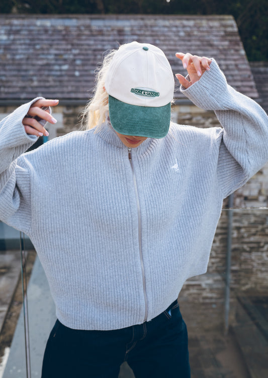 Knitted Full Zip Jacket - Grey