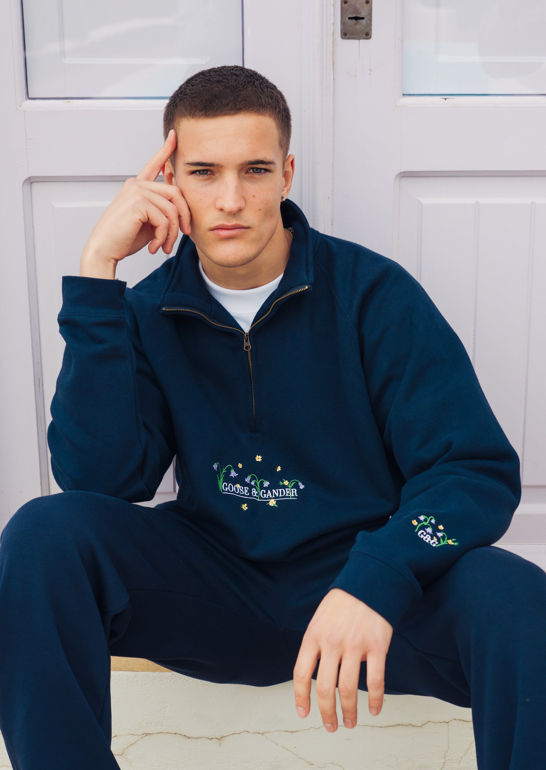 Bluebell 1/4 Zip Sweat - Navy – Goose & Gander
