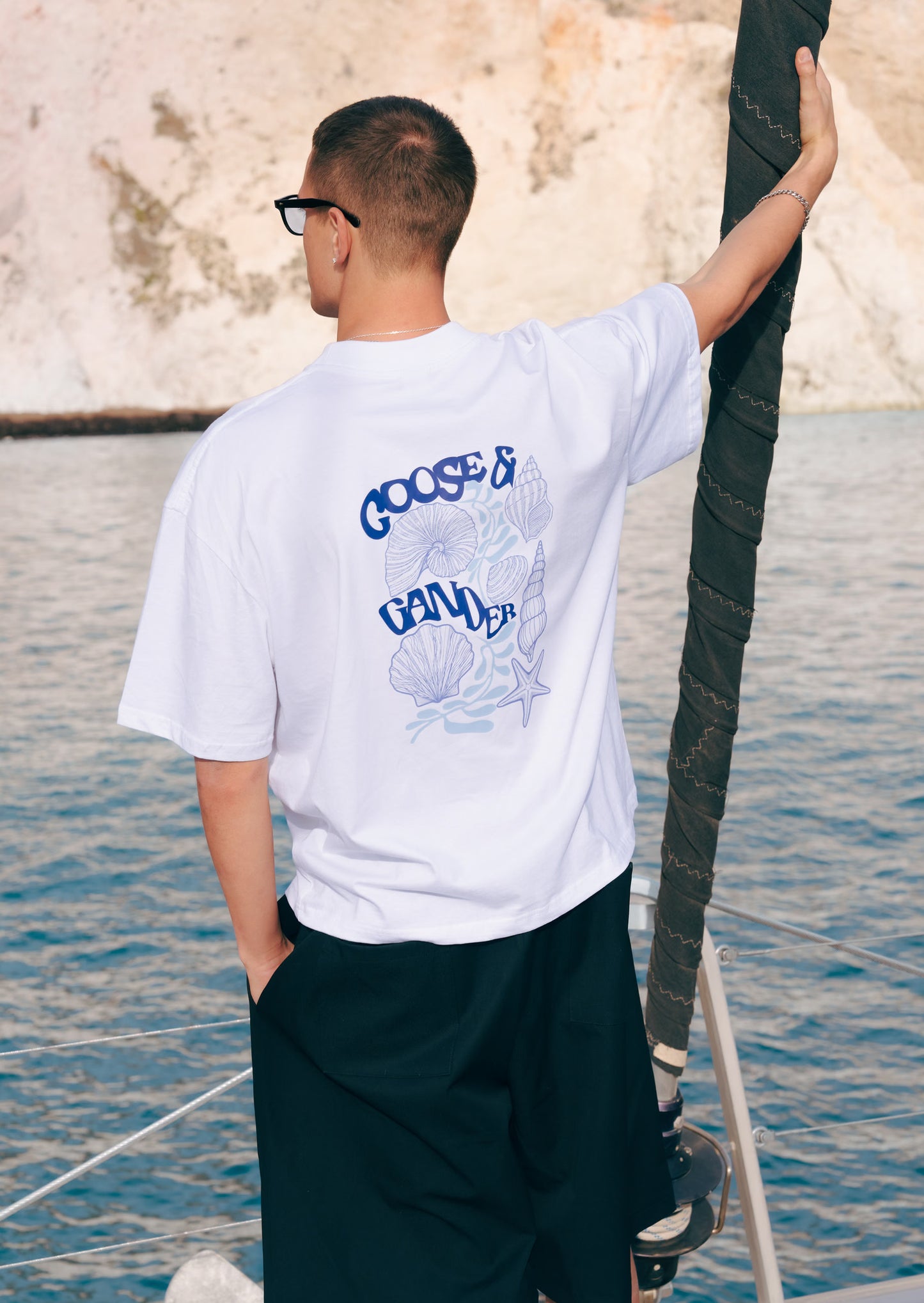 Coastal Print Boxy Tee - White