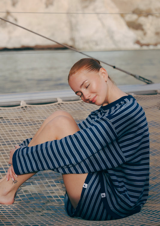 Knitted Striped Sweat - Navy