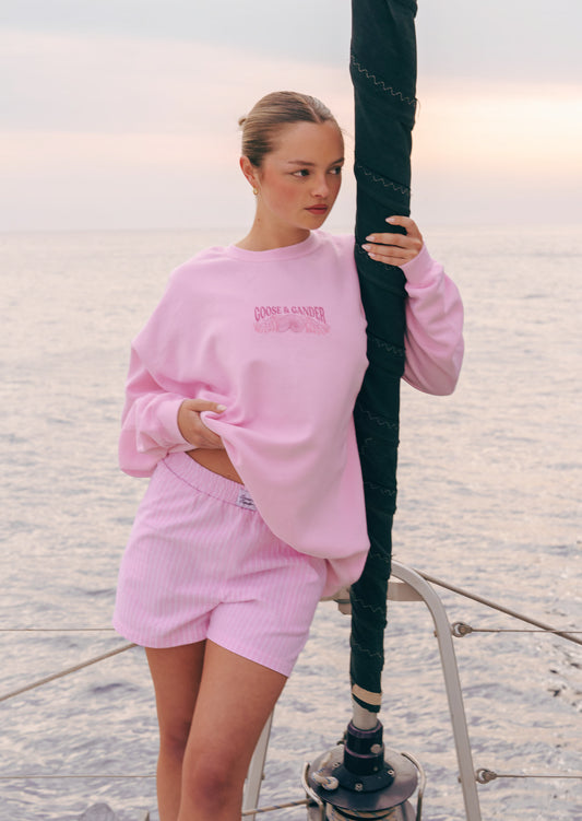 Coastal Print Sweatshirt - Baby Pink