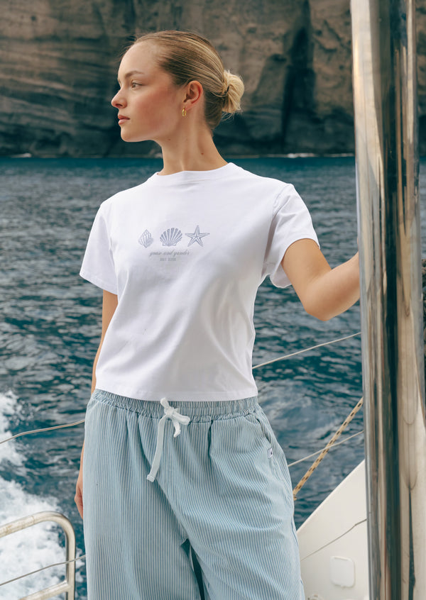 Nautical Print Baby Tee - White